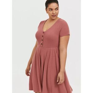Torrid Mini Rib Button Down Skater Dress